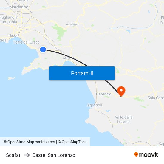 Scafati to Castel San Lorenzo map