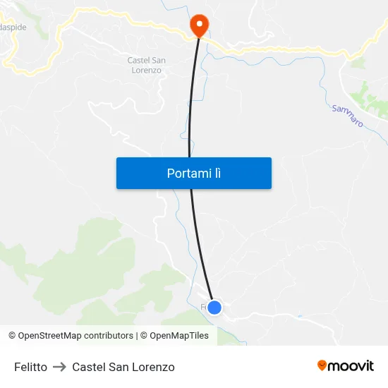 Felitto to Castel San Lorenzo map