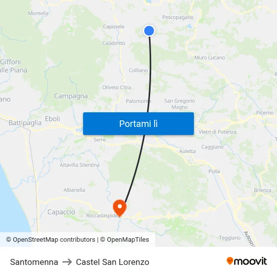 Santomenna to Castel San Lorenzo map