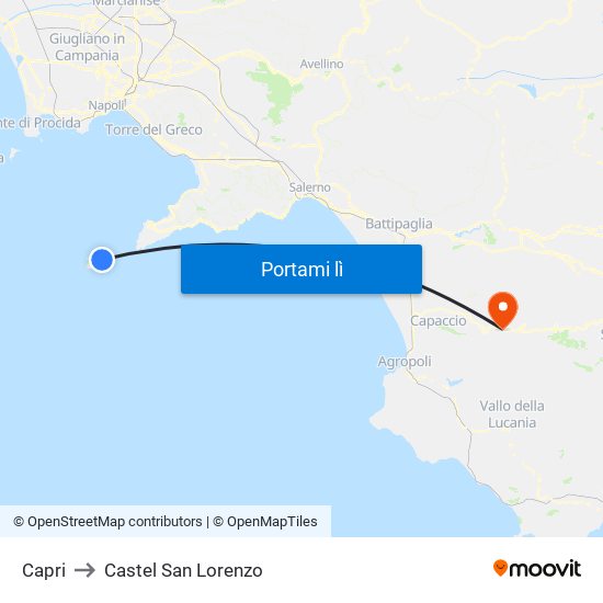 Capri to Castel San Lorenzo map