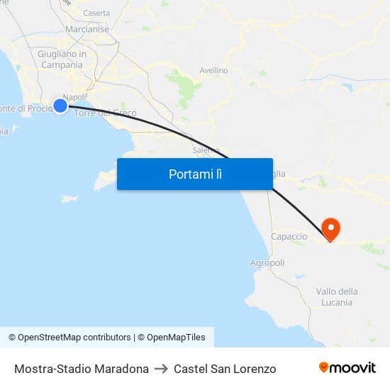 Mostra-Stadio Maradona to Castel San Lorenzo map