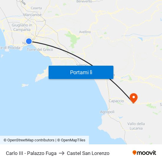 Carlo III - Palazzo Fuga to Castel San Lorenzo map