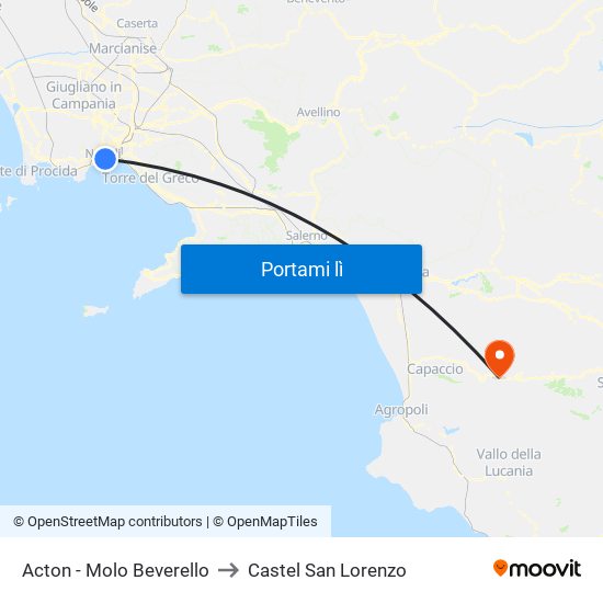 Acton - Molo Beverello to Castel San Lorenzo map