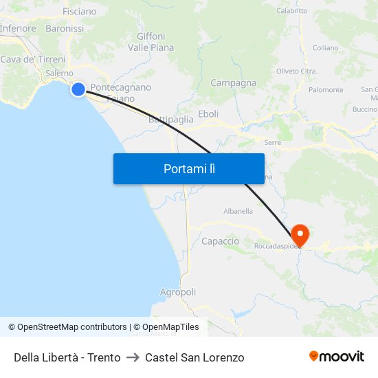 Della Libertà - Trento to Castel San Lorenzo map