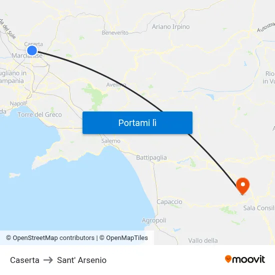 Caserta to Sant' Arsenio map
