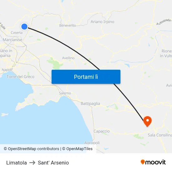 Limatola to Sant' Arsenio map