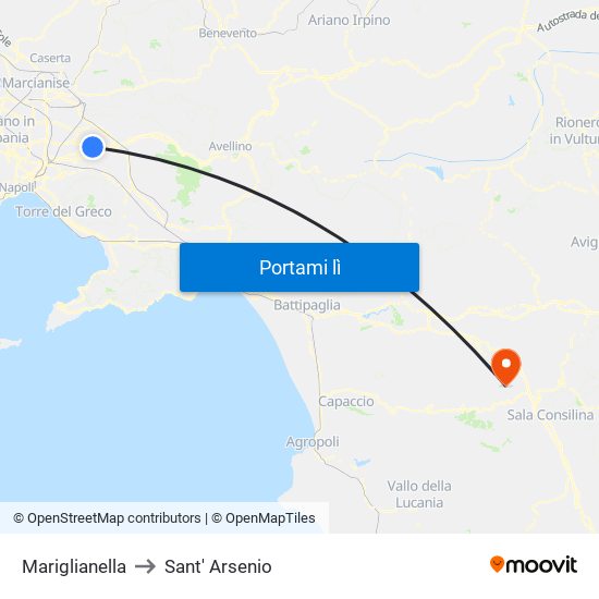 Mariglianella to Sant' Arsenio map