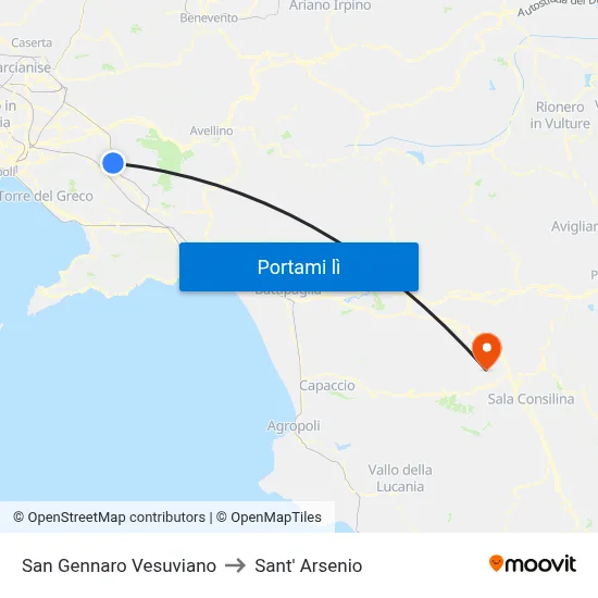 San Gennaro Vesuviano to Sant' Arsenio map