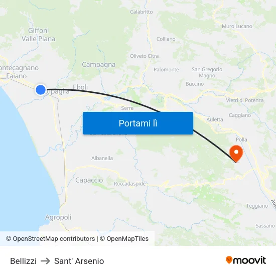 Bellizzi to Sant' Arsenio map