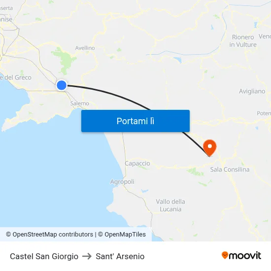 Castel San Giorgio to Sant' Arsenio map