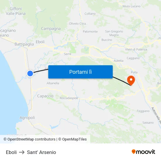 Eboli to Sant' Arsenio map