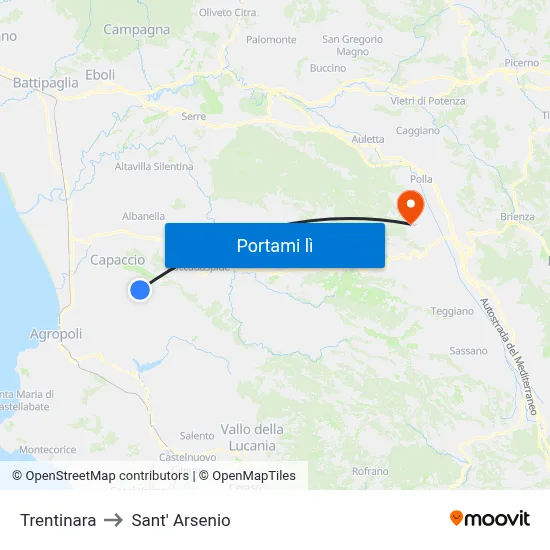 Trentinara to Sant' Arsenio map