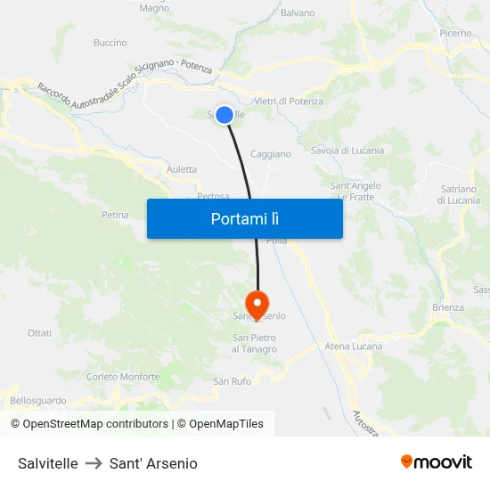 Salvitelle to Sant' Arsenio map