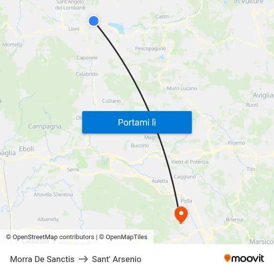 Morra De Sanctis to Sant' Arsenio map