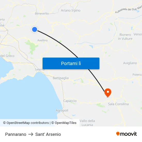 Pannarano to Sant' Arsenio map