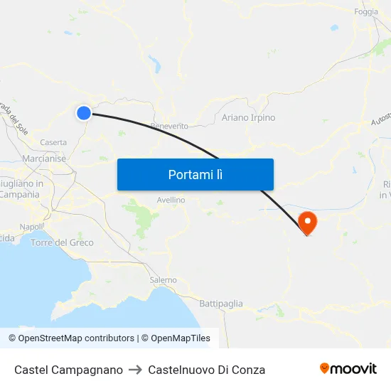 Castel Campagnano to Castelnuovo Di Conza map