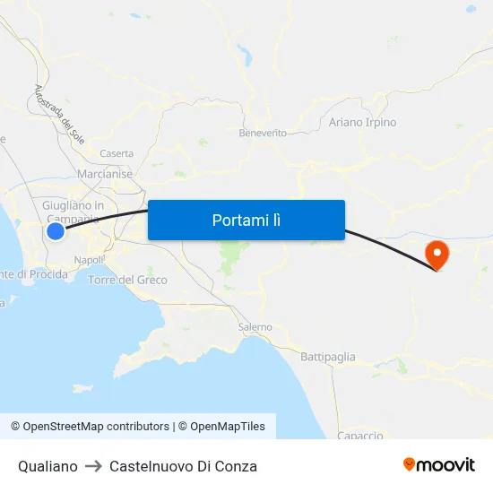 Qualiano to Castelnuovo Di Conza map