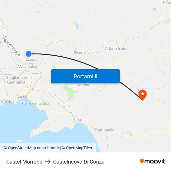 Castel Morrone to Castelnuovo Di Conza map