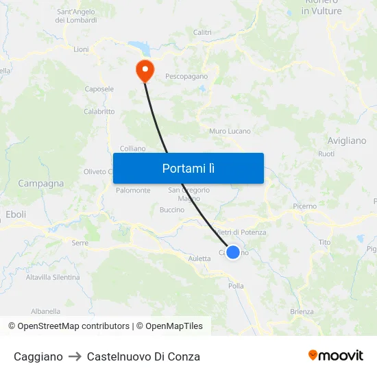 Caggiano to Castelnuovo Di Conza map