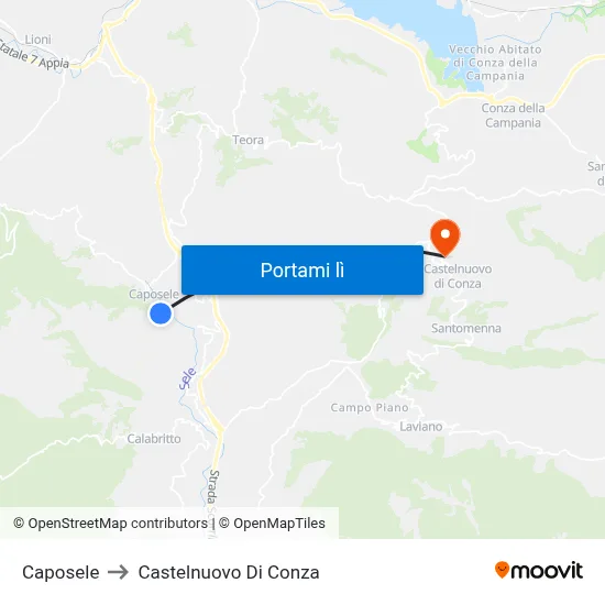 Caposele to Castelnuovo Di Conza map