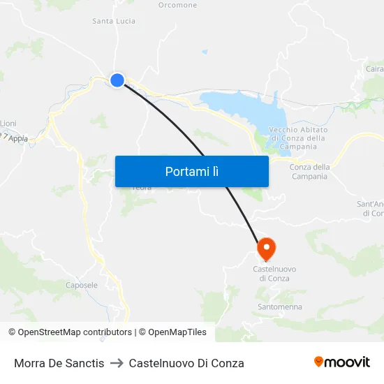 Morra De Sanctis to Castelnuovo Di Conza map