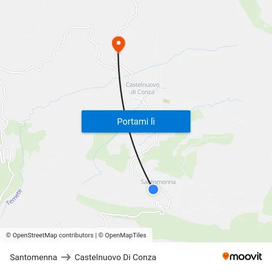 Santomenna to Castelnuovo Di Conza map