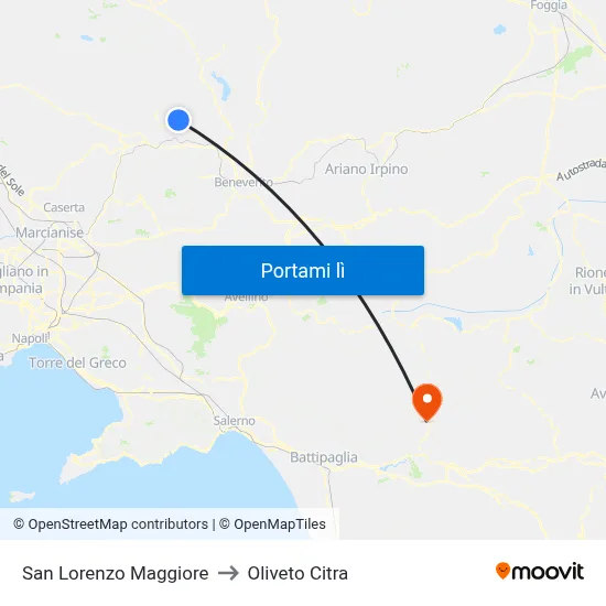 San Lorenzo Maggiore to Oliveto Citra map