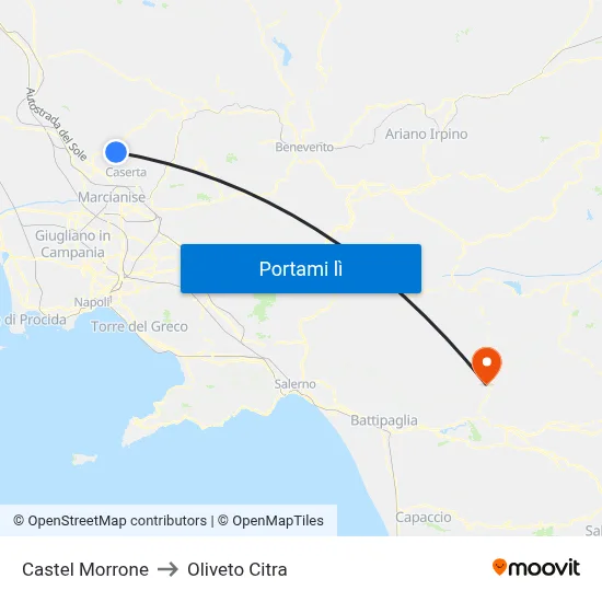 Castel Morrone to Oliveto Citra map