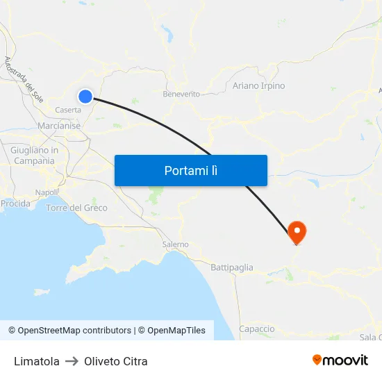 Limatola to Oliveto Citra map