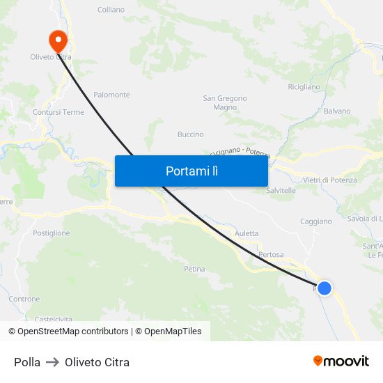 Polla to Oliveto Citra map