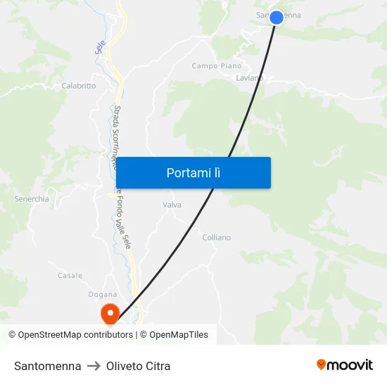 Santomenna to Oliveto Citra map