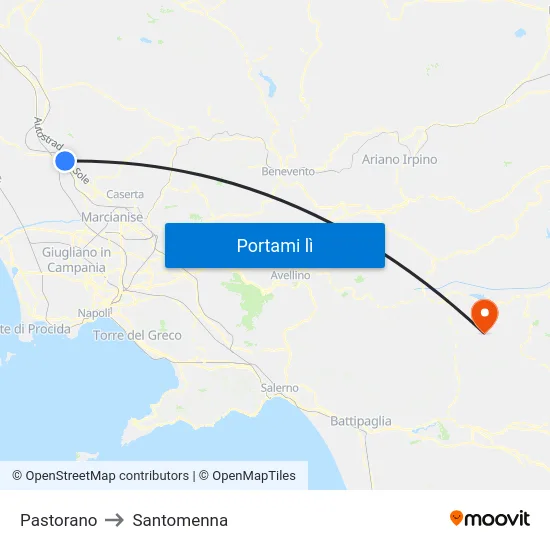 Pastorano to Santomenna map