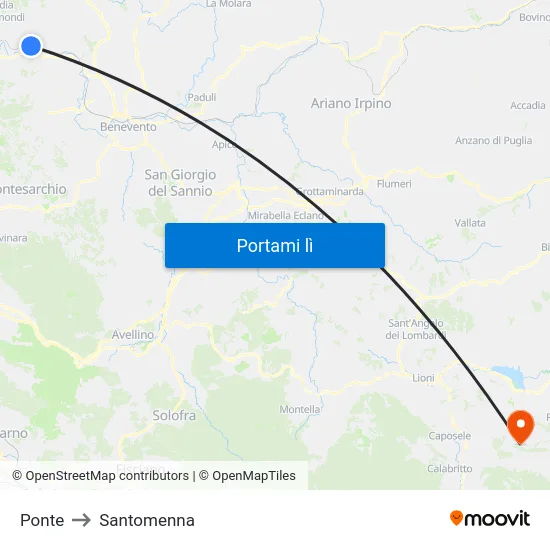 Ponte to Santomenna map