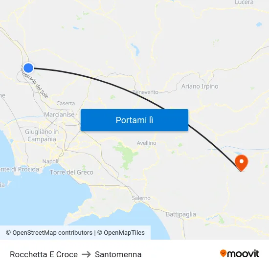 Rocchetta E Croce to Santomenna map