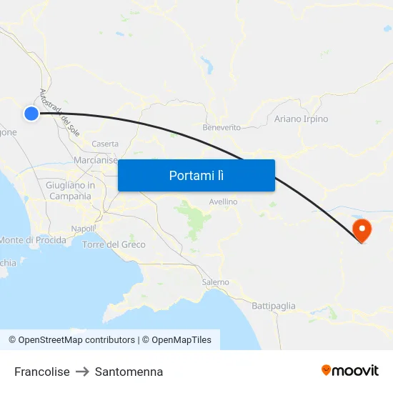 Francolise to Santomenna map