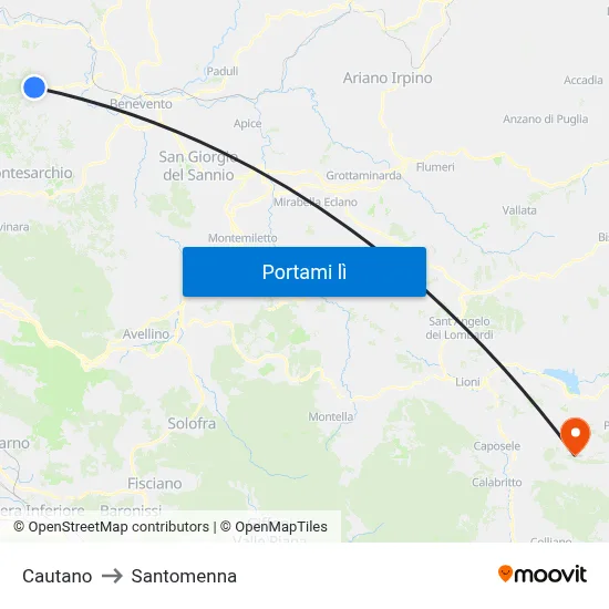 Cautano to Santomenna map