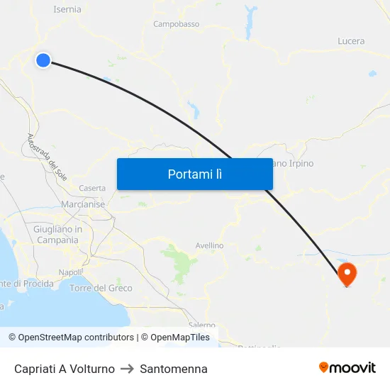 Capriati A Volturno to Santomenna map