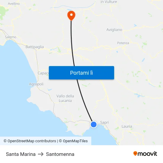 Santa Marina to Santomenna map