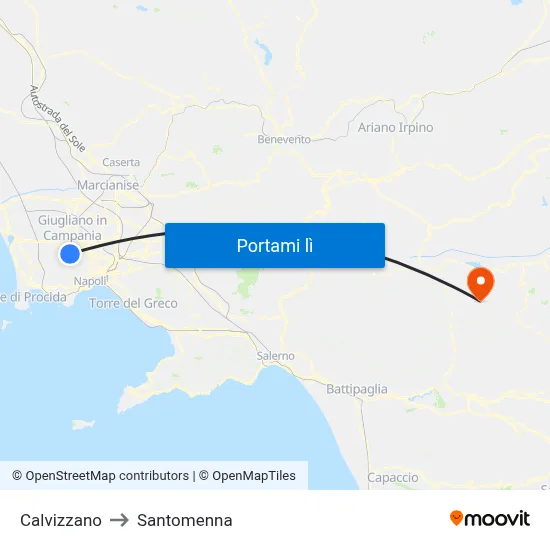 Calvizzano to Santomenna map