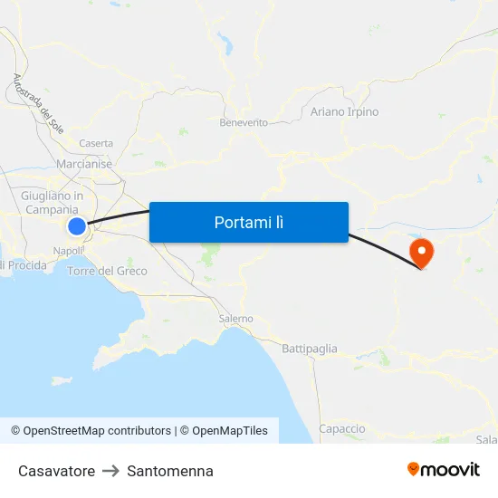 Casavatore to Santomenna map