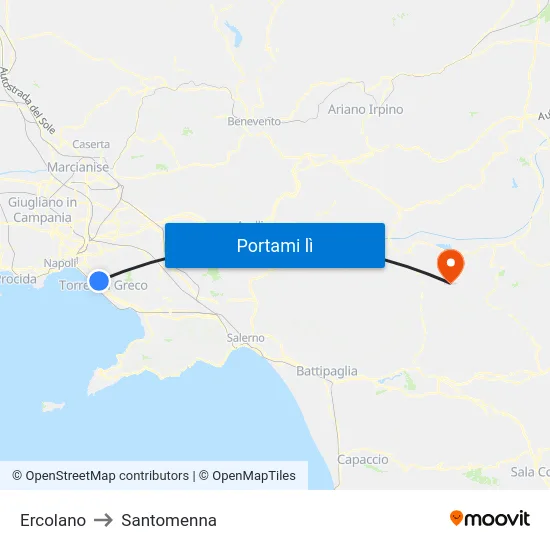 Ercolano to Santomenna map