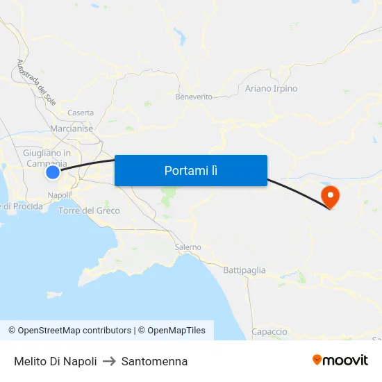 Melito Di Napoli to Santomenna map
