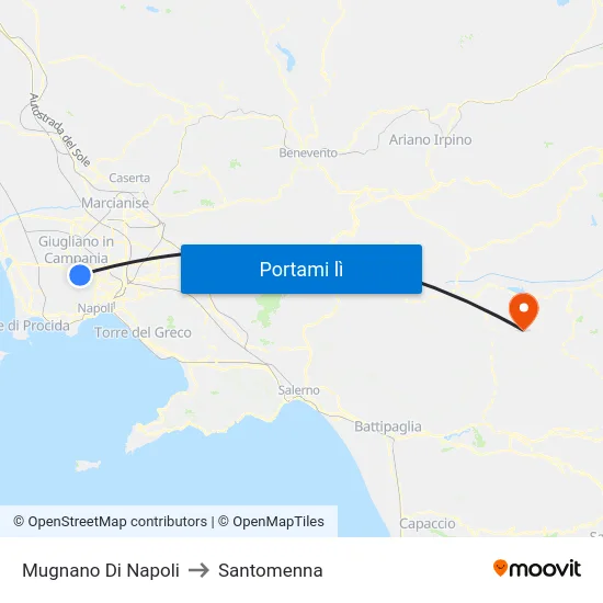 Mugnano Di Napoli to Santomenna map