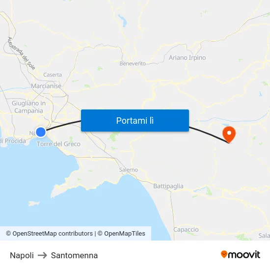Napoli to Santomenna map