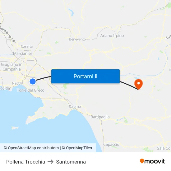 Pollena Trocchia to Santomenna map