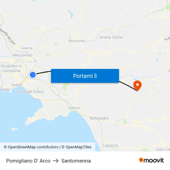 Pomigliano D' Arco to Santomenna map