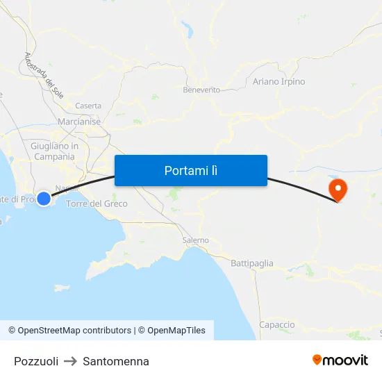 Pozzuoli to Santomenna map