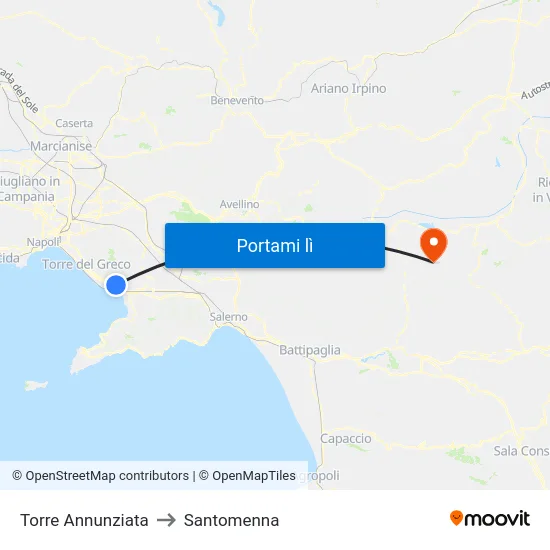 Torre Annunziata to Santomenna map