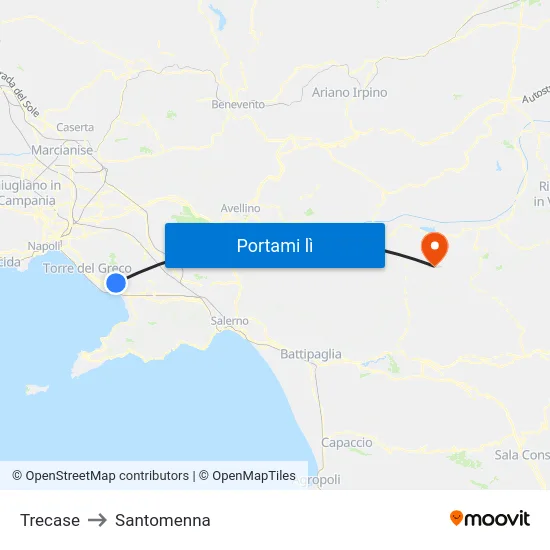 Trecase to Santomenna map
