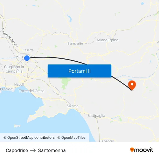 Capodrise to Santomenna map